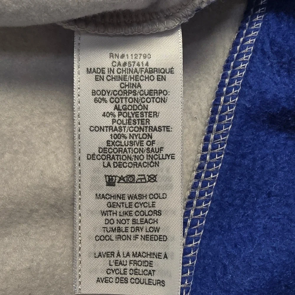 Y2K True Religion Men's Blue White Colorblock Oversized Sweatshirt Size XXL